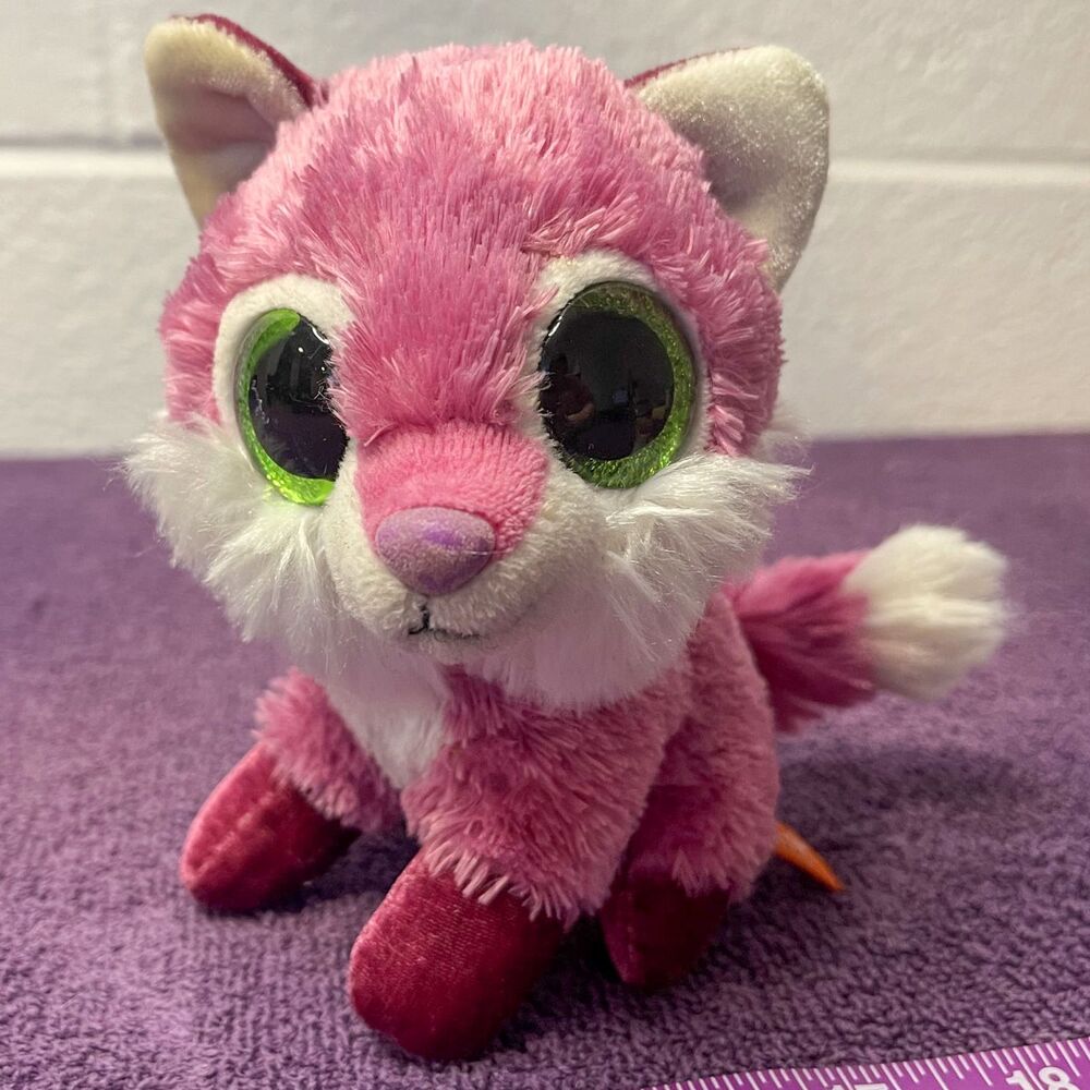 Wild Republic Li'l Sweet & Sassy Fox Plush Raspberry Pink Green Eyes 2019 ESSA